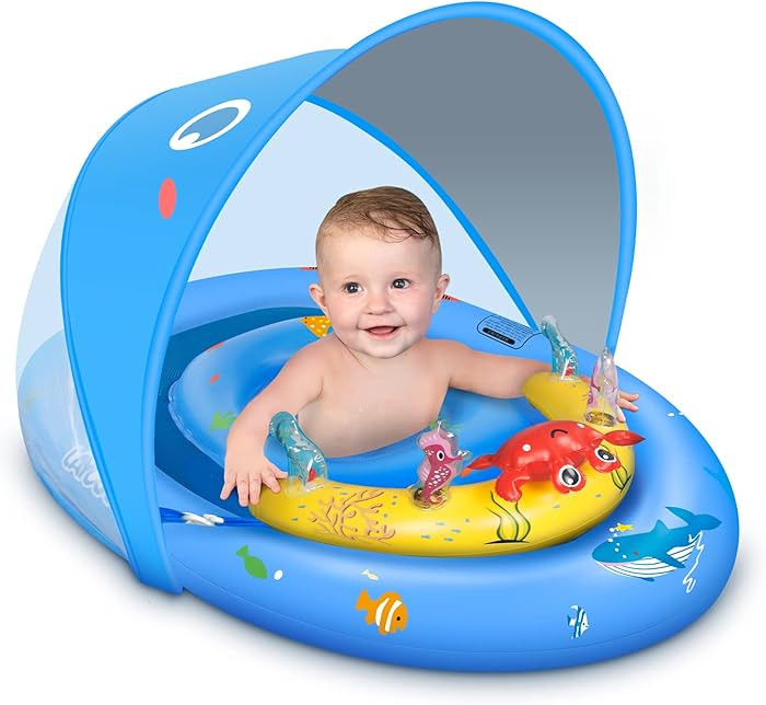 LAYCOL Baby Pool Float with UPF50+ Sun Protection Canopy & Toy Play Console, Inflatable Pool Floa... | Amazon (US)