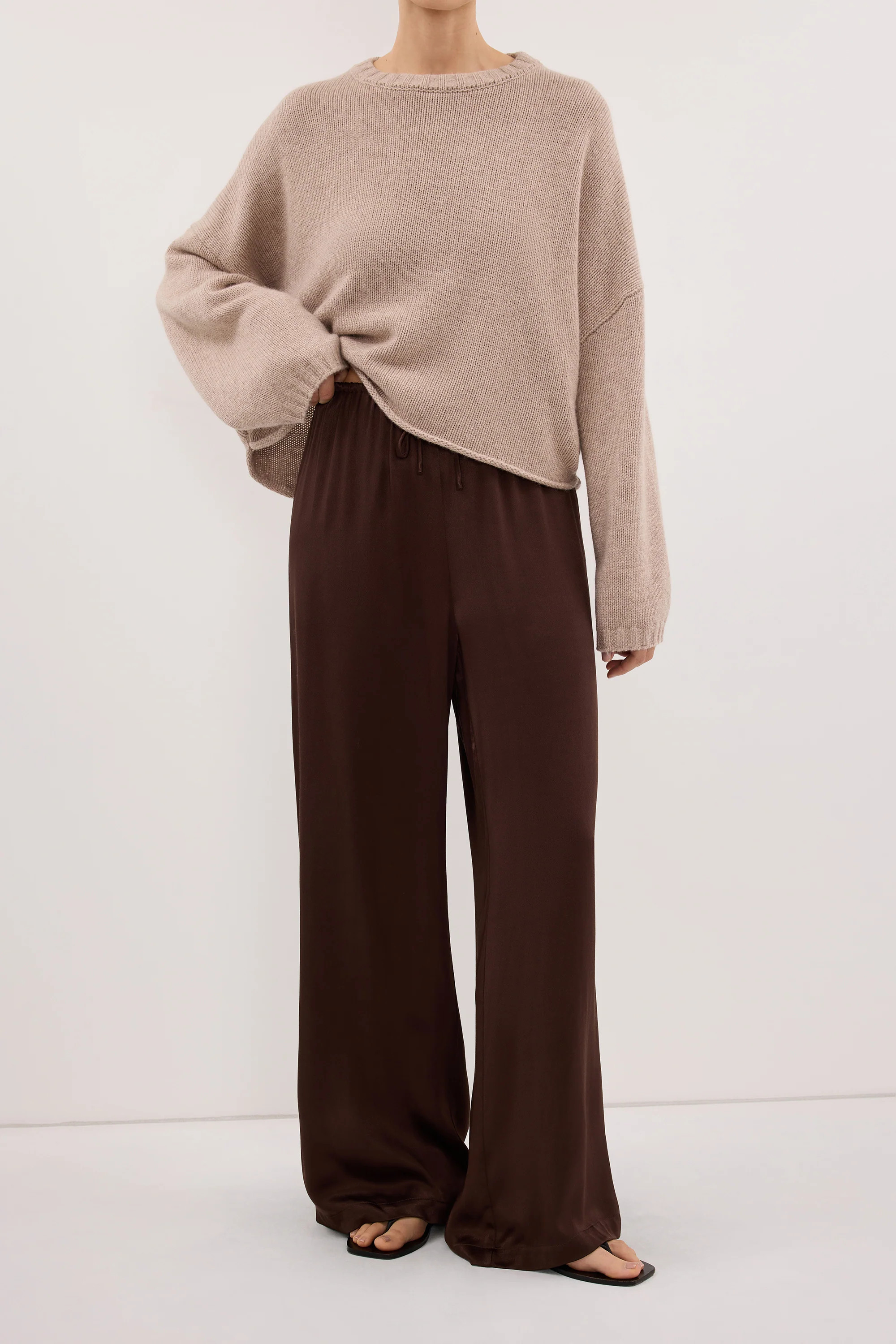 MYA BITTER CHOC SATIN PANT | DISSH