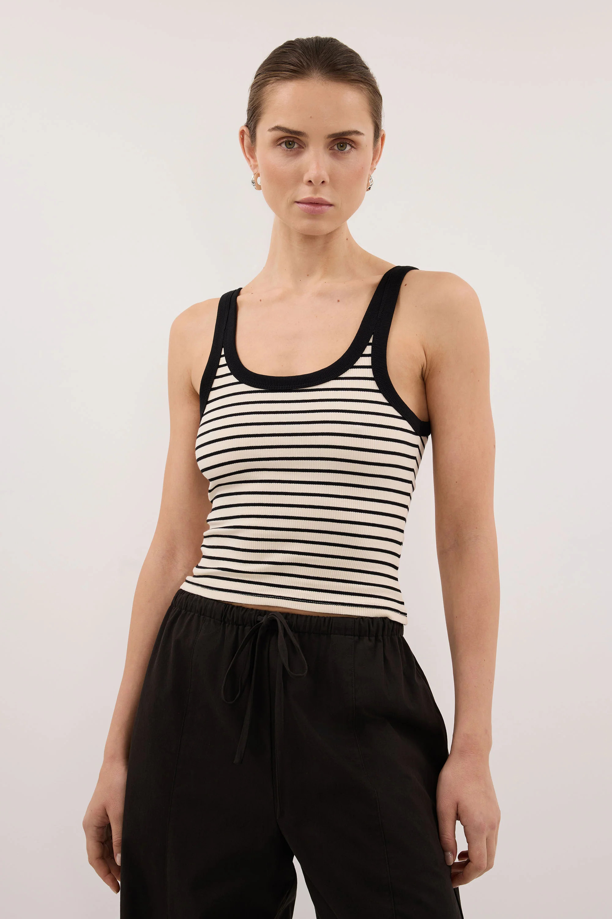 PENNY CREAM/BLACK STRIPE KNIT TANK | DISSH