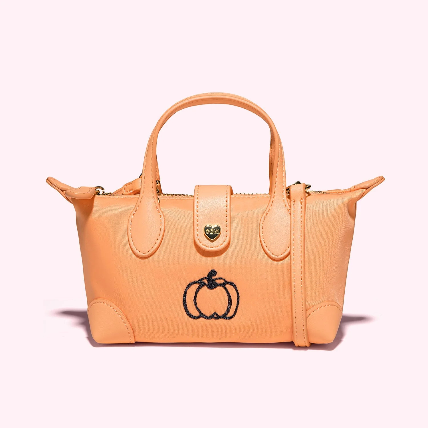 Hand Embroidered Pumpkin Pouchette Crossbody Bag | Stoney Clover Lane | Stoney Clover Lane