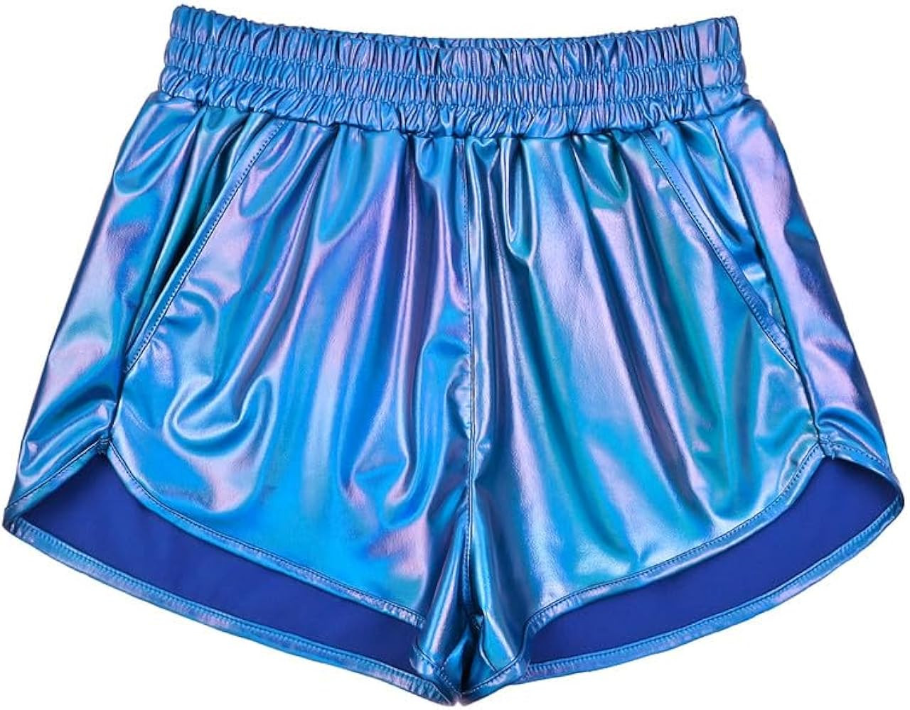 Perfashion Women's Metallic Shiny Shorts Sparkly Hot Yoga Outfit | Amazon (US)