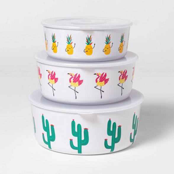 3pc Plastic Printed Food Storage Bowls - Sun Squad™ | Target