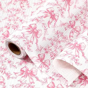 JarThenaAMCS Pink Shelf and Drawer Liner Floral Bow Refrigerator Liner 11.8 Inch x 10 Ft Non-Adhe... | Amazon (US)
