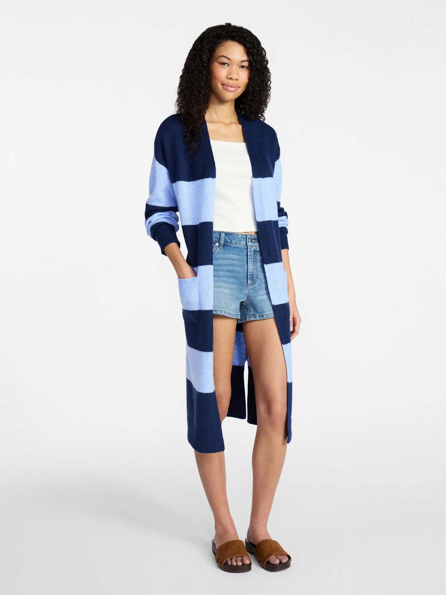 No Boundaries Striped Open Front Duster, Women’s XXS-XXL | Walmart (US)
