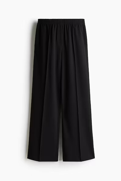 H & M - Wide Crease-Detail Pants - Black | H&M (US, CA, MX)