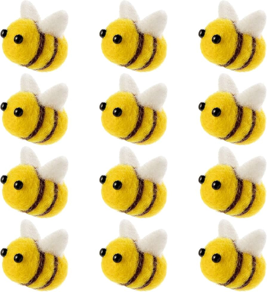 CINPIUK 12 Set Felt Bees for Crafts, Wool Felt Bumble Bee Plush for Tiered Tray Decoration Party ... | Amazon (US)
