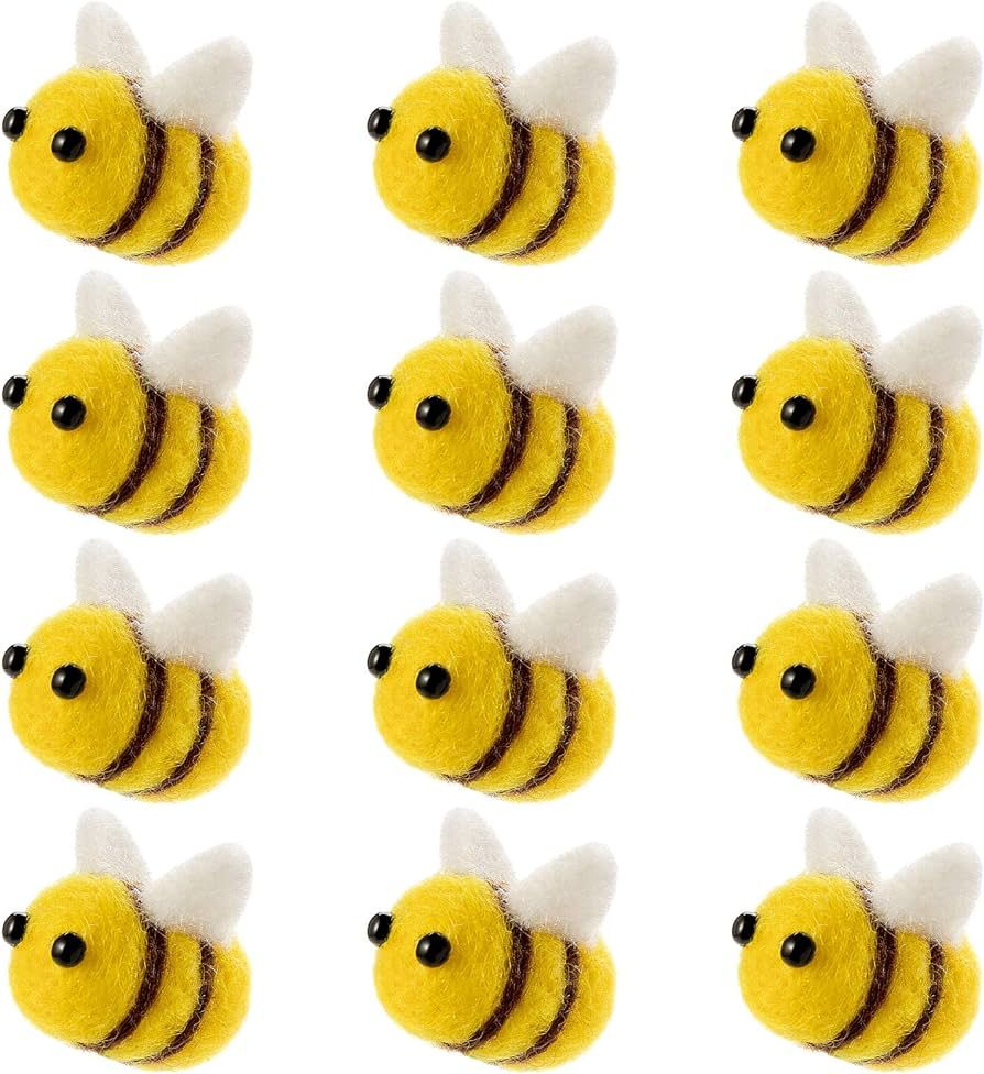CINPIUK 12 Set Felt Bees for Crafts, Wool Felt Bumble Bee Plush for Tiered Tray Decoration Party ... | Amazon (US)