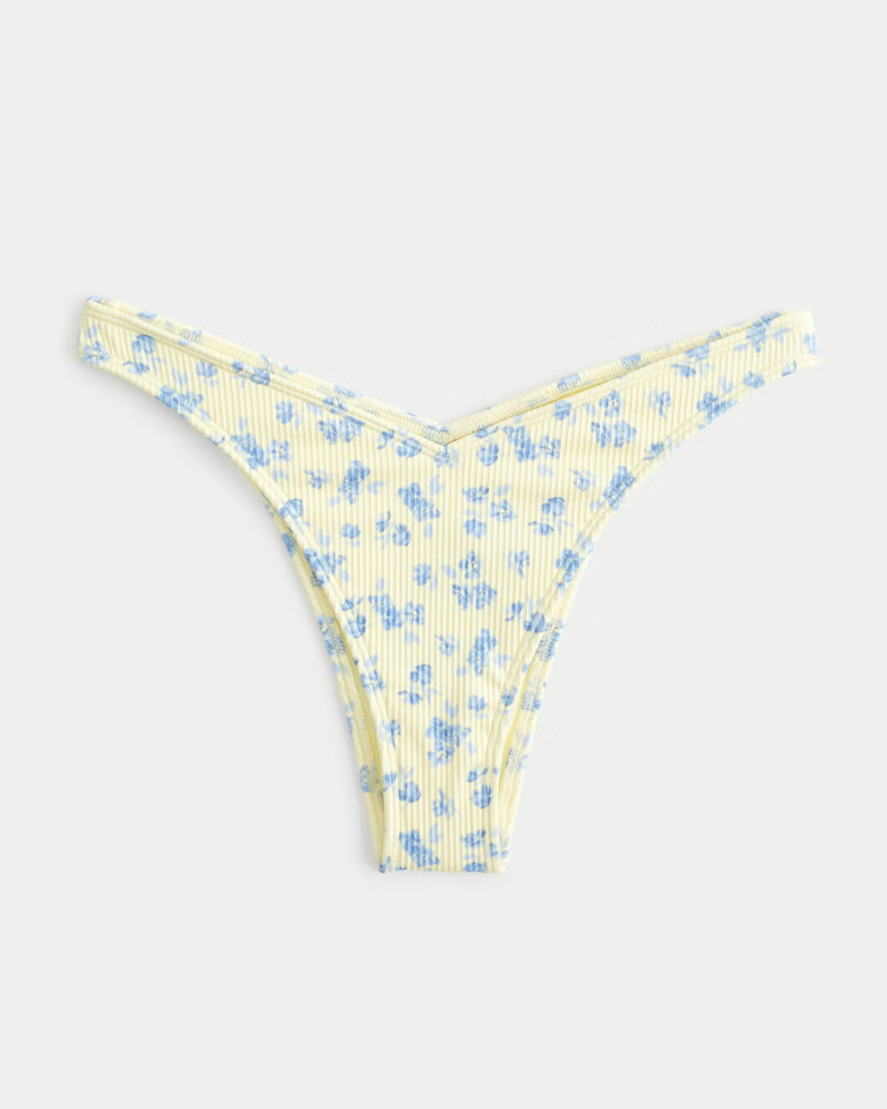 Ribbed V-Front High-Leg Cheekiest Bikini Bottom | Hollister (US)