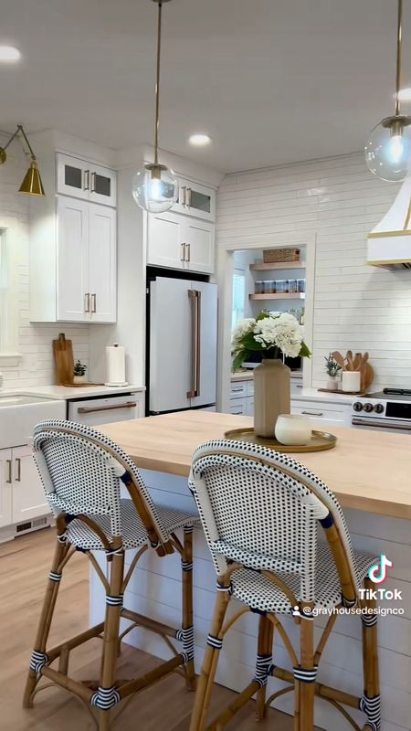 Kitchen Remodel - A complete transformation! Cafe appliances, hard maple island countertop and an all white look gives this kitchen a fresh new look! 

#LTKstyletip #LTKMostLoved #LTKhome
