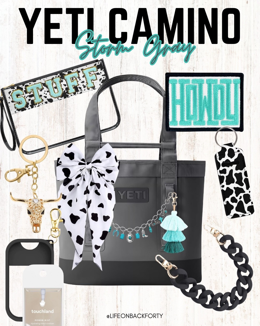 Yeti Camino Storm Gray Accessories- Turquoise/Cow Print Edition

#LTKTravel #LTKFamily #LTKStyleTip