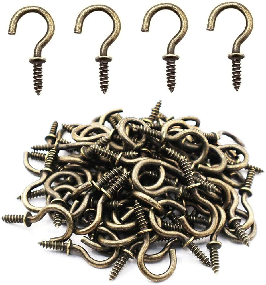 IDEALSV Small Bronze Ceiling Hooks - 5/8'' Screw-in Lights & Jewelry Hooks (40 Pack) | Amazon (US)