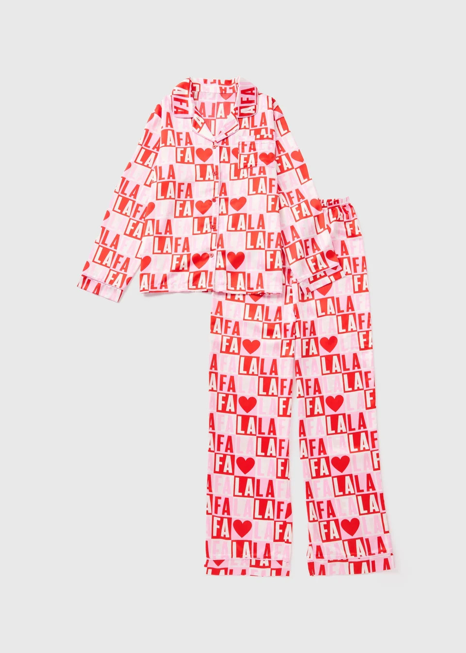 Girls Pink Christmas Checkerboard Satin Pyjama Set (4-12yrs) | Matalan (UK)