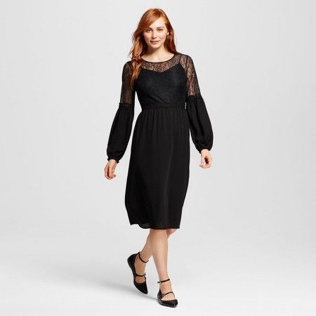Women's Lace Mix Long Sleeve Midi Dress - Who What Wear™ | Target
