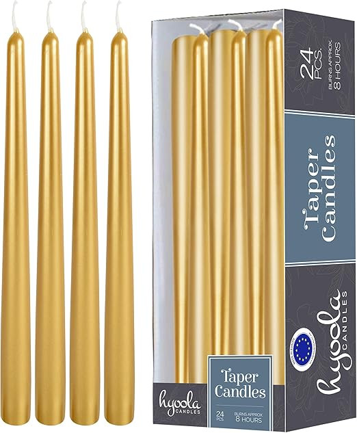 Hyoola Tall Taper Candles - Metallic Gold Dripless Dinner Candle Sticks - Paraffin Wax with Cotto... | Amazon (US)