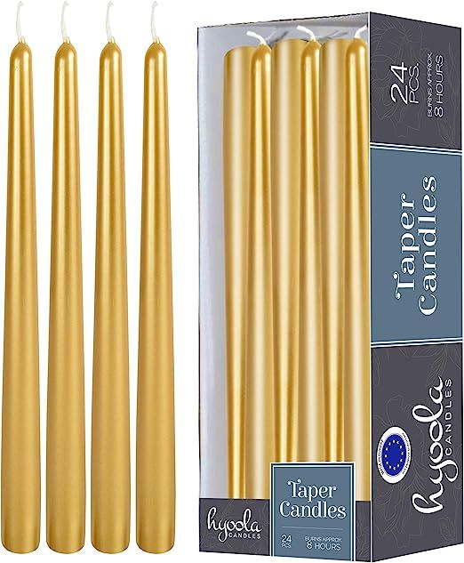 Hyoola Tall Taper Candles - Metallic Gold Dripless Dinner Candle Sticks - Paraffin Wax with Cotto... | Amazon (US)