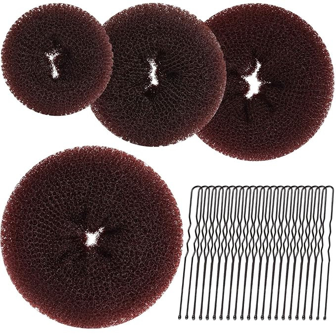 Teenitor Hair Bun Maker for Kids Girls - 4pcs Brown Ballet Buns in 4 Sizes, Hair Donuts | Amazon (US)