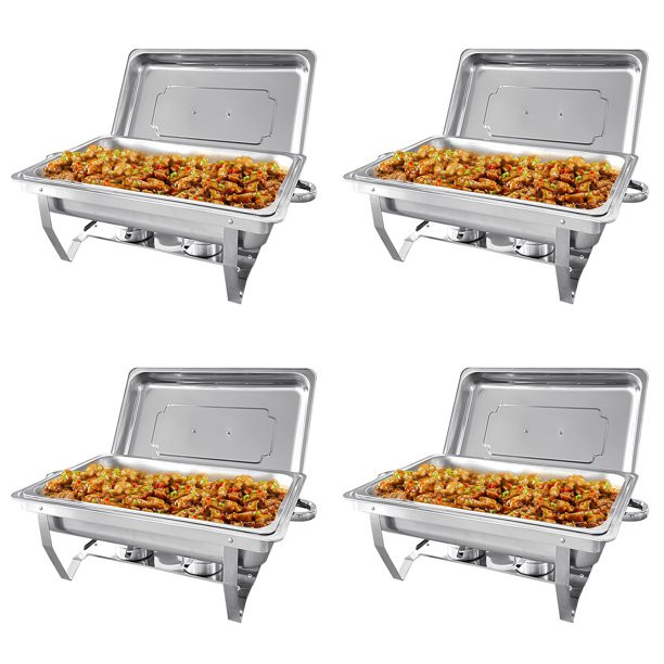 TUOKE Chafing Dish Buffet Set 4 Pack 8QT Stainless Steel Food Warmer Chafer Complete Set with Wat... | Walmart (US)