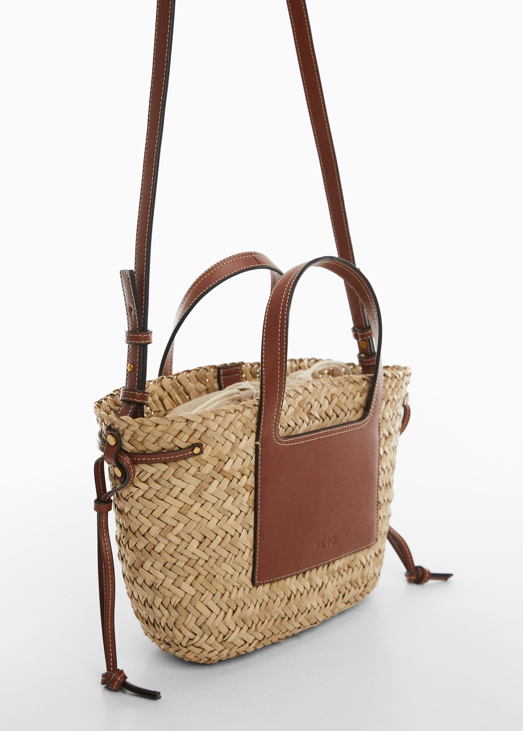 Basket bag with studs detail - Woman | MANGO USA | MANGO (US)