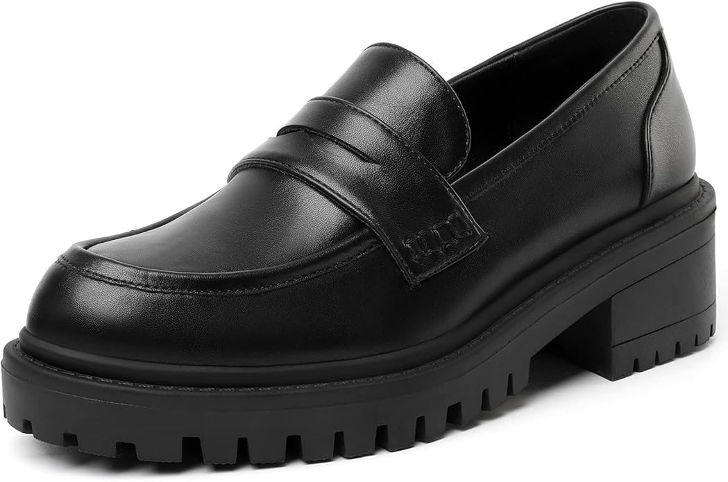 Mostrin Platform Loafers for Women with Chain Slip On Round Toe Chunky Loafer Shoes Penny Casual ... | Amazon (US)