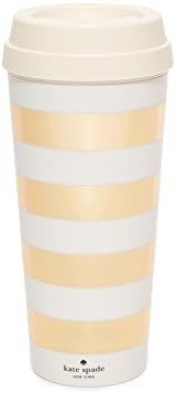 Kate Spade New York Thermal Travel Acrylic Coffee Mug Tumbler, 16 Ounces, Gold Stripe | Amazon (US)