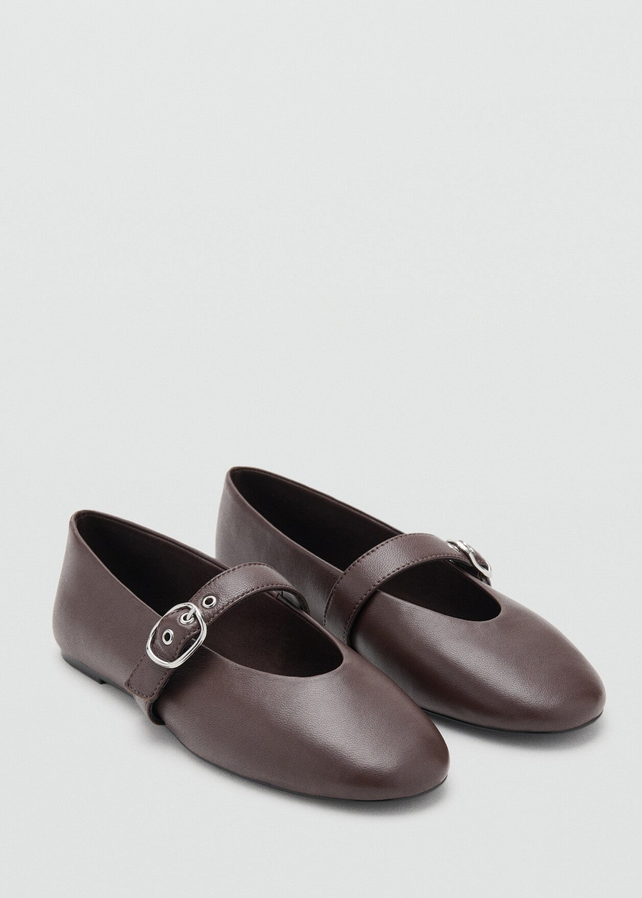 Leather ballerina with buckle strap | Mango (US/MX/AU)