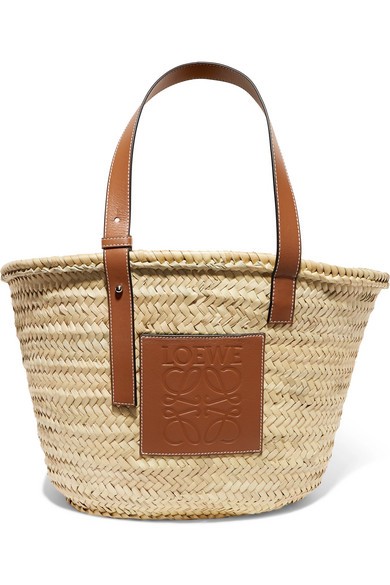 Loewe - Medium Leather-trimmed Woven Raffia Tote - Tan | NET-A-PORTER (US)