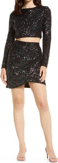 Morgan & Co. Morgan & Co Sequin Long Sleeve Top & Miniskirt | Nordstrom | Nordstrom