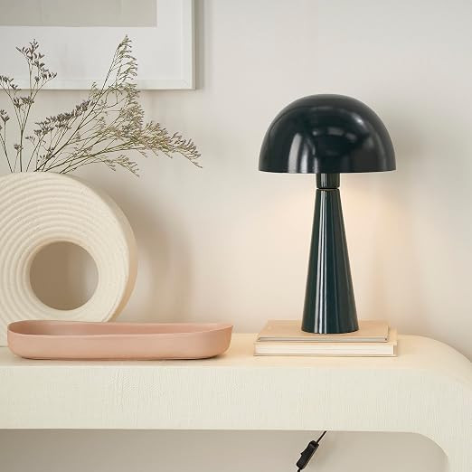 Nourison 16" Green Modern Mushroom Accent Table Lamp with Plug in Cord, Minimalist Metal Dome Sha... | Amazon (US)