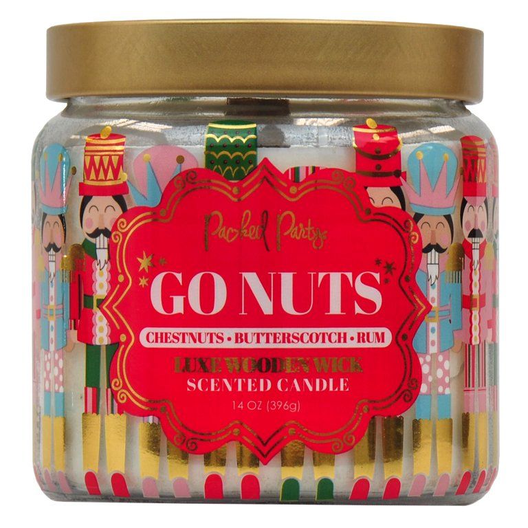 Packed Party Go Nuts Wrapped Christmas Holiday Candle with Wood Wick, 14-Ounce - Walmart.com | Walmart (US)
