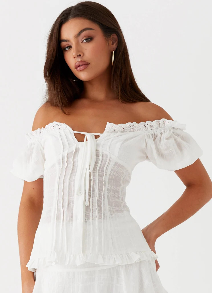 Hundred Percent Puff Sleeve Top - White | Peppermayo (Global)