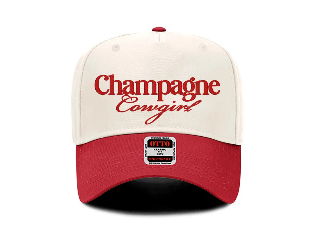 Champagne Hat Red Two Tone Hat Western Embroidered Cowgirl Trucker Hat for Concert Cowboy Two Ton... | Etsy (US)