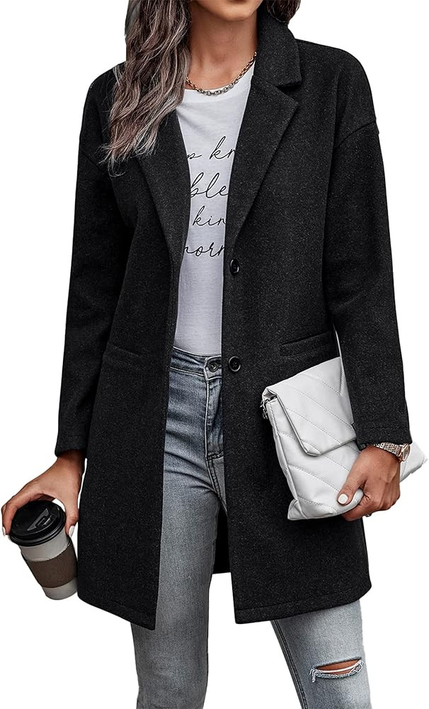 PRETTYGARDEN Women's 2024 Plaid Shacket Jacket Casual Button Wool Blend Winter Tartan Trench Coat... | Amazon (US)