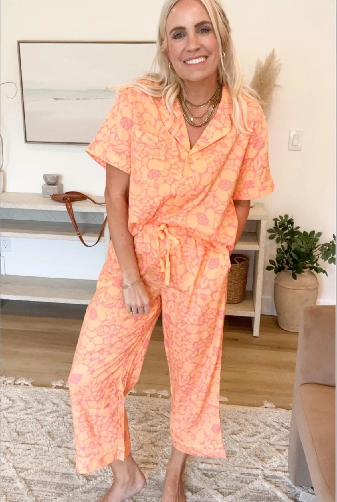 Joyspun Women's Woven Notch Collar Pajama Top, Sizes S to 3X 