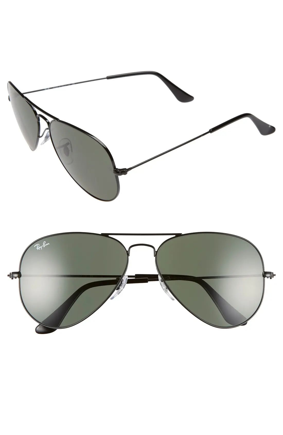 Ray-Ban Standard Original 58mm Aviator Sunglasses - Black | Nordstrom