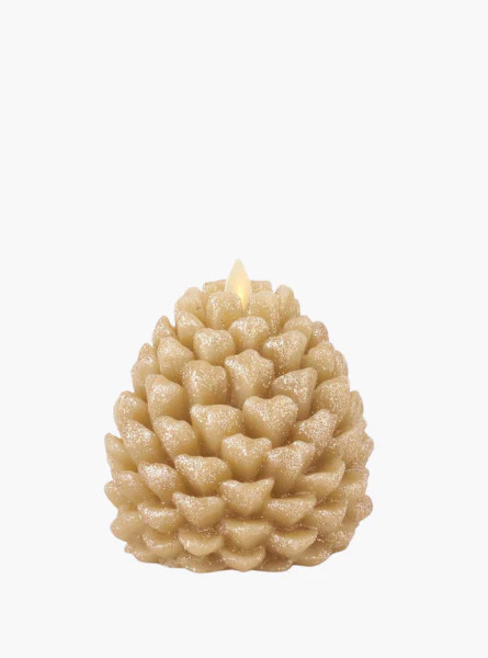 Gold Wax Glittered Pinecone Flameless Indoor Candle | The Style Edit Collective