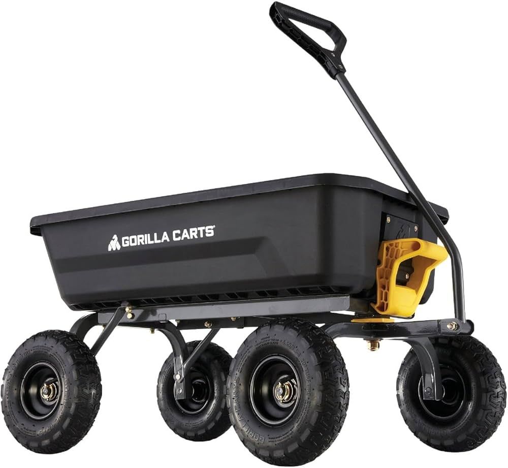 Gorilla Carts 4GCG-NF Poly Dump Cart with No-Flat Tires 4 cu ft 600 lb Capacity Black | Amazon (US)