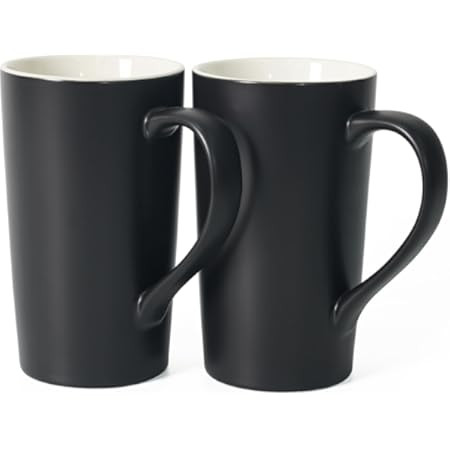 TREEWOO Sleek and Minimalist Ceramic Coffee Mug Smooth Solid Color Underglazed Cup for Office and Home Use, 330ml/11oz, Glossy Black | Amazon (US)