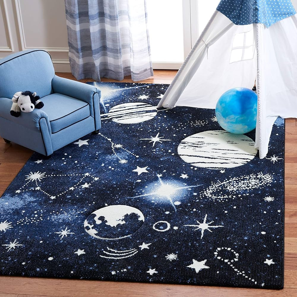 Safavieh Carousel Kids Collection Area Rug - 8' x 10', Dark Blue & Light Blue, Non-Shedding & Eas... | Amazon (US)