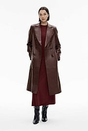 Leather Double-Breasted Coat | Witchery (AU)