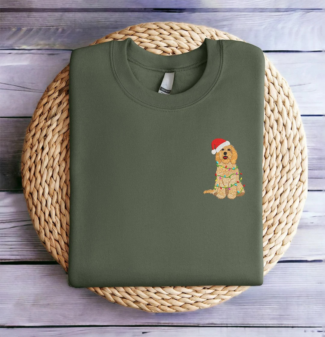 Embroidered Christmas Dog Sweatshirt Goldendoodle Dog - Etsy | Etsy (US)
