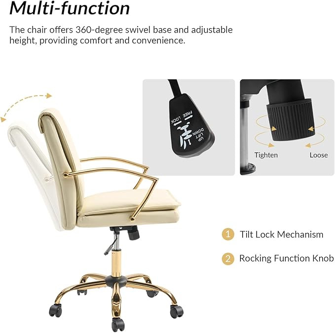 HULALA HOME Faux Leather Office Chair, Modern Adjustable Swivel Rocking Rolling Wheels Computer D... | Amazon (US)