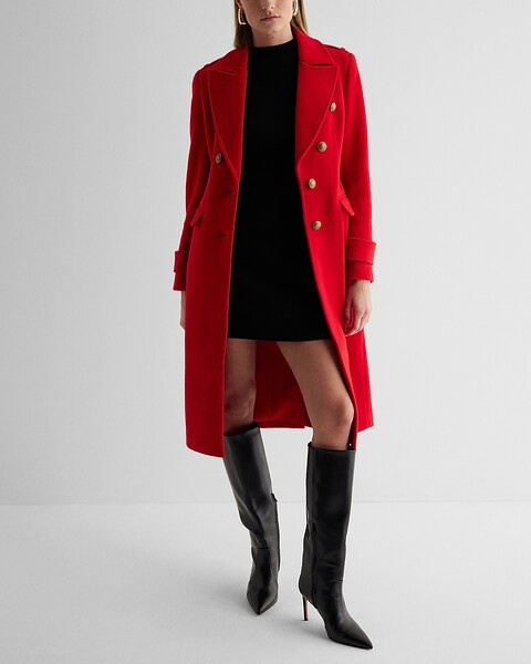 Faux Wool Novelty Button Fitted Coat | Express