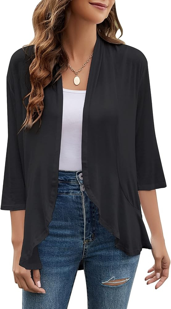 Yekaty Plus Size White Cardigan for Women Short Sleeves Loose Summer Lightweight Cardigans at Ama... | Amazon (US)