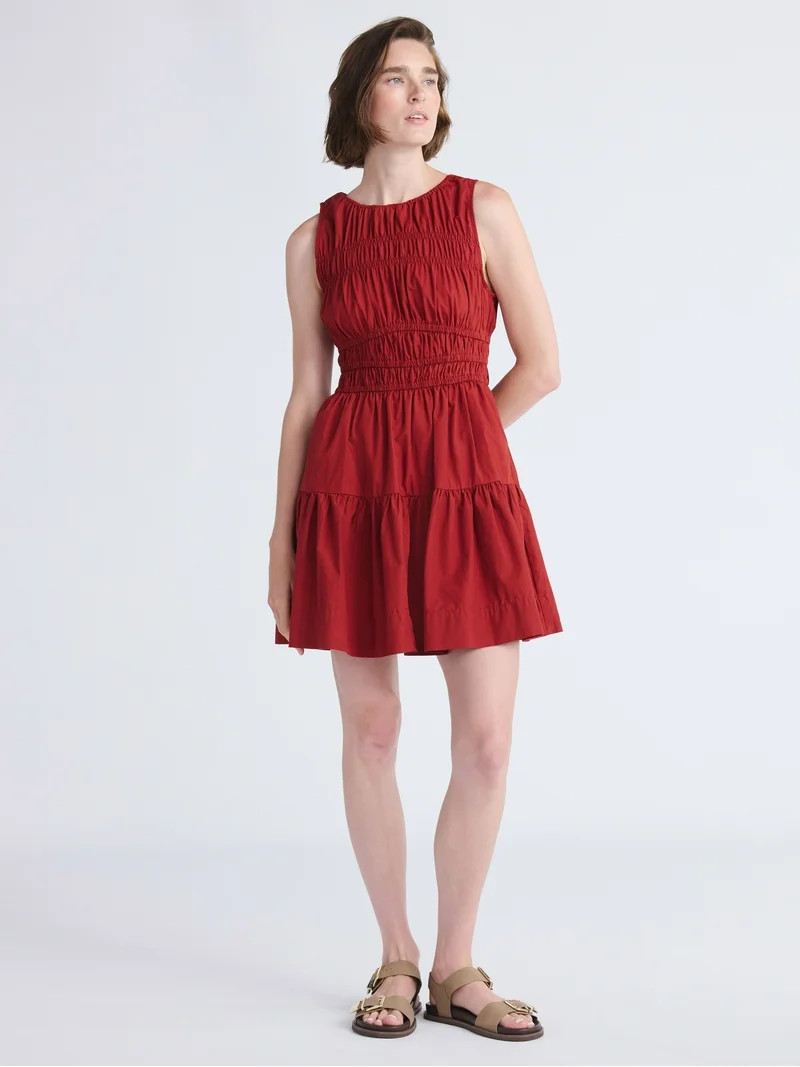 Free Assembly Women's Sleeveless Smocked Cotton Mini Dress with Back Tie, Sizes XS-XXL - Walmart.... | Walmart (US)