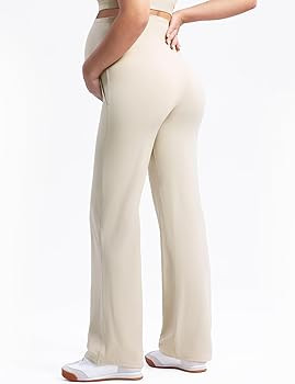POSHDIVAH Women's Creamluxe Maternity Yoga Wide Leg Pants Petite/Regular/Tall Pregnancy Work Dres... | Amazon (US)