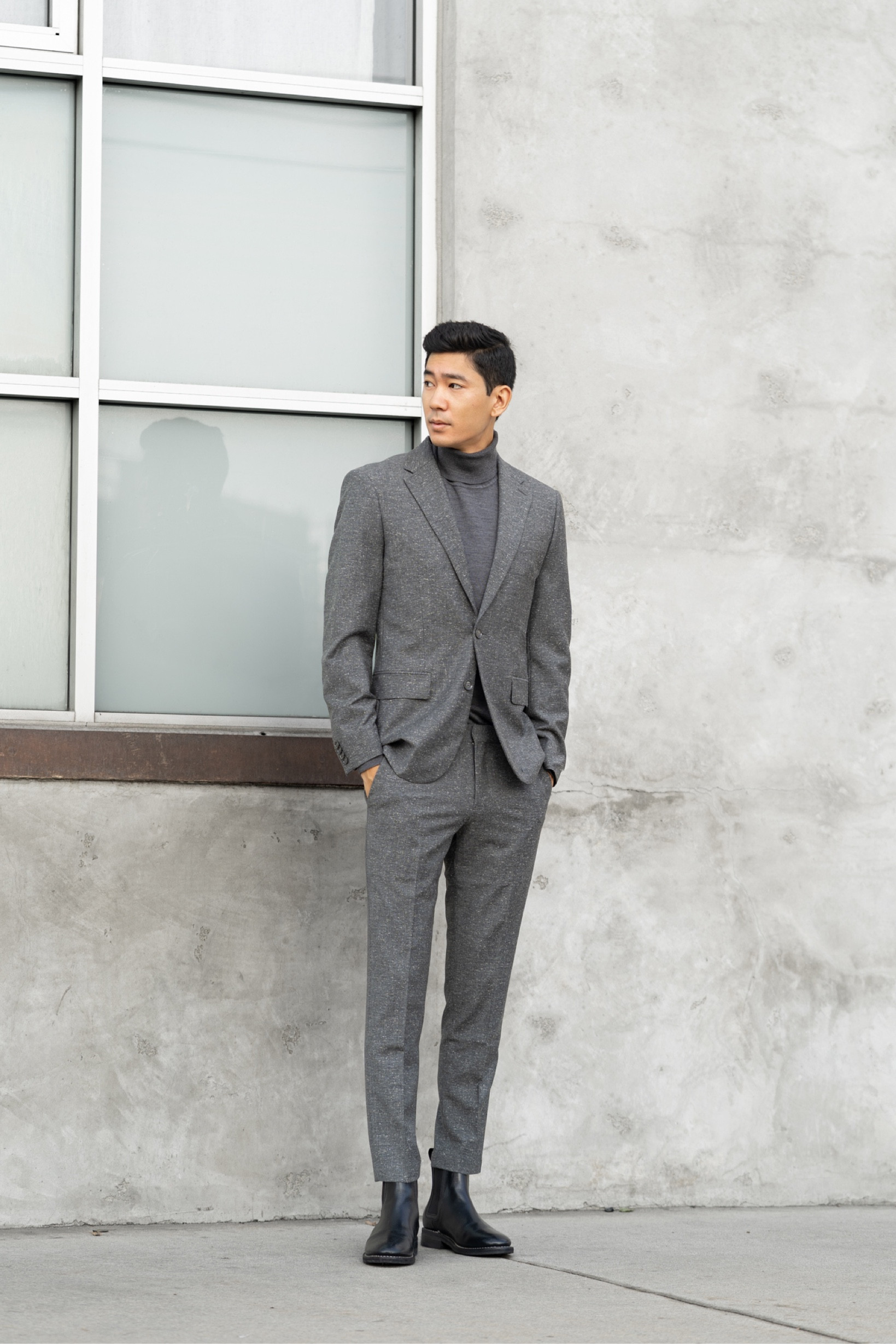 If you’re looking to change it up a bit the next time you’re wearing a suit, ditch the shirt and go with a turtleneck.

I love how it’s the perfect balance between casual and dressy.
Make it stand out even more with a monochromatic look or wear a simple black turtleneck to keep it simple.

#LTKstyletip #LTKHoliday #LTKmens