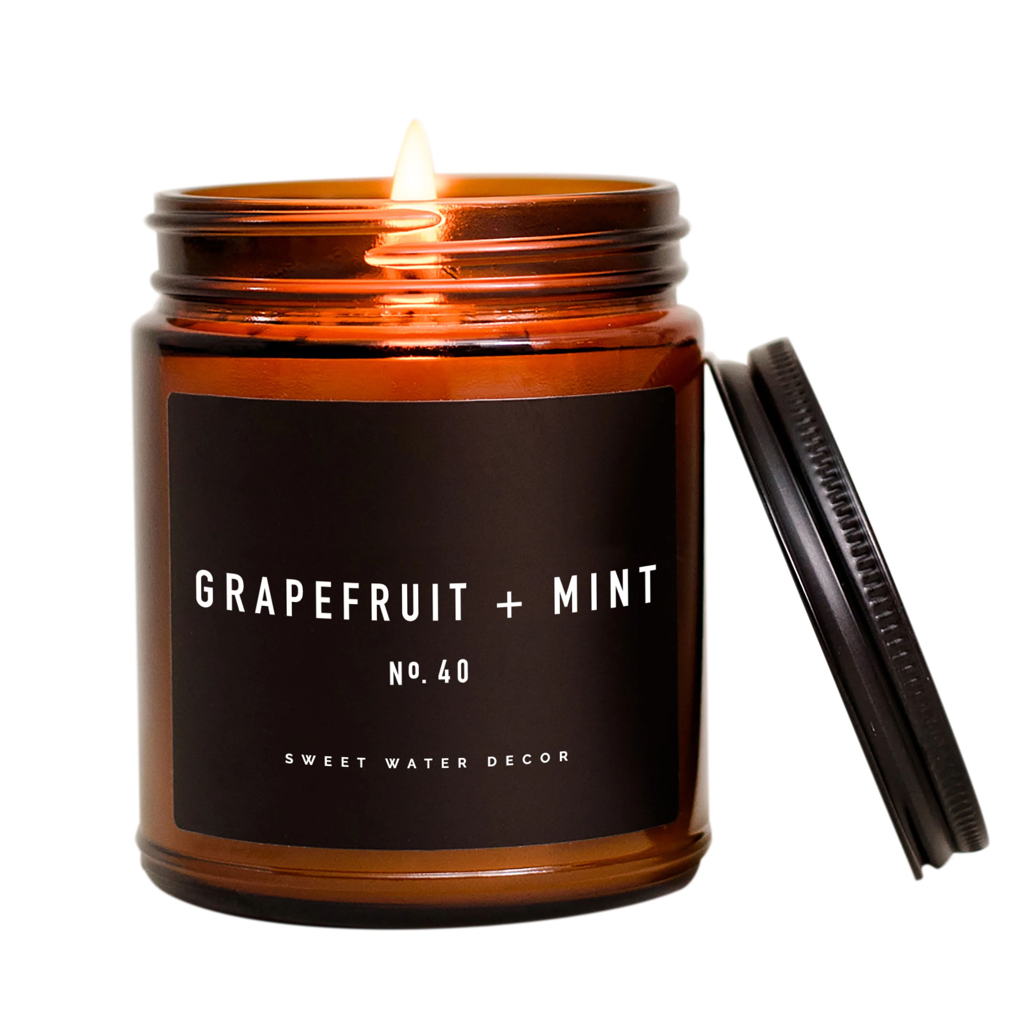 Grapefruit + Mint Soy Candle | Amber Jar Candle | Sweet Water Decor, LLC
