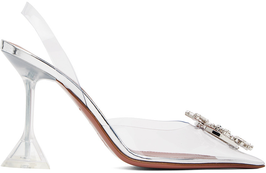 Amina Muaddi Transparent Begum Glass Slingback Heels | SSENSE