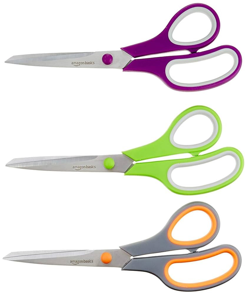 Amazon Basics Stainless Steel Scissors for Office, Crafts, Multipurpose, Sharp, Comfort Grip, PVD... | Amazon (US)