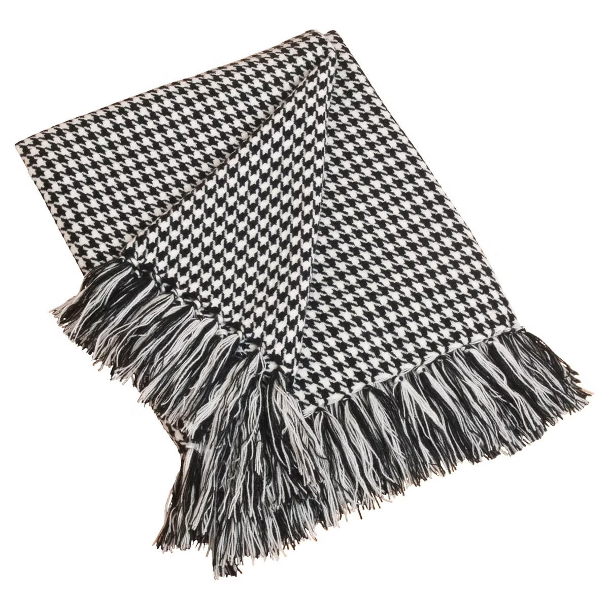 Black Houndstooth Throw (50"X60"): Saro Lifestyle, Fringed Detail, Machine Washable, Polyester & ... | Target